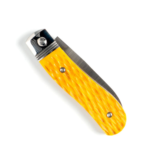 Jack Wolf Knives™ K9 Dogleg Jack K9-02-YLW-BNE-JIG Yellow Bone 154CM Stainless Steel Pocket Knife