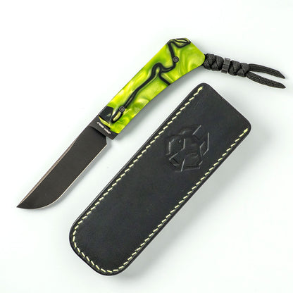 Jack Wolf Knives™ Pioneer FIXedc PIONE-FX-01-KIR-TOX-GRN Toxic Green Kirinite S90V Stainless Steel Knife