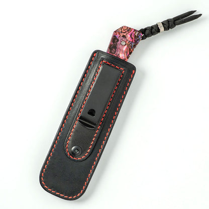 Jack Wolf Knives™ Pioneer FIXedc PIONE-FX-01-RED-ABALONE Red Abalone S90V Stainless Steel Knife