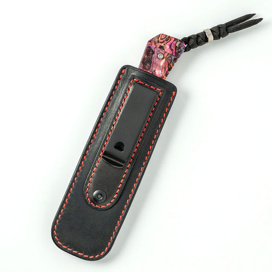 Jack Wolf Knives™ Pioneer FIXedc PIONE-FX-01-RED-ABALONE Red Abalone S90V Stainless Steel Knife