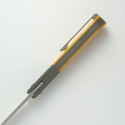 Jack Wolf Knives™ Primo Jack Barlow PRIMO-01-SM-YLW-BNE Yellow Bone S90V Stainless Steel Pocket Knife