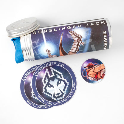 Jack Wolf Knives™ Gunslinger Gunstock GUNSL-03-EBONY Ebony Wood S90V Stainless Steel Pocket Knife