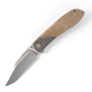 Jack Wolf Knives™ Scuffle Frame Lock SCUFFLE-01-GRN-LIN-MIC Green Linen Micarta S90V Stainless Steel Pocket Knife