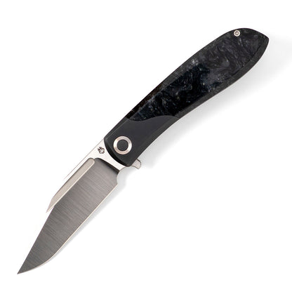Jack Wolf Knives™ Scuffle Frame Lock SCUFFLE-01-KIR-BLK-ICE Black Ice Kirinite S90V Stainless Steel Pocket Knife