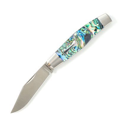 Jack Wolf Knives™ Single-Blade Stockman STOCK-01-ABALONE Abalone Sandvik 14C28N Stainless Steel Pocket Knife