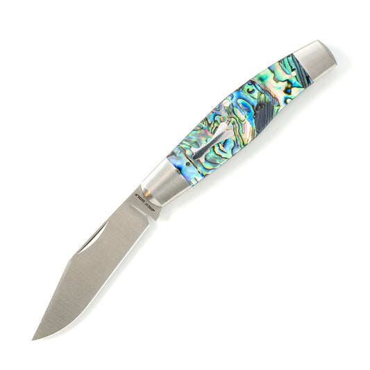Jack Wolf Knives™ Single-Blade Stockman STOCK-01-ABALONE Abalone Sandvik 14C28N Stainless Steel Pocket Knife