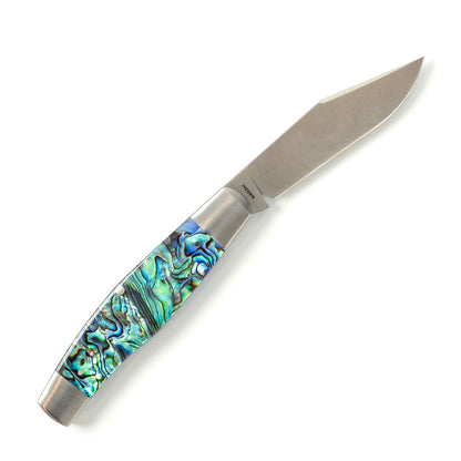Jack Wolf Knives™ Single-Blade Stockman STOCK-01-ABALONE Abalone Sandvik 14C28N Stainless Steel Pocket Knife