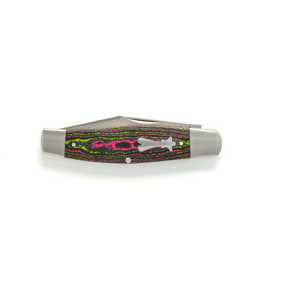 Jack Wolf Knives™ Single-Blade Stockman STOCK-01-CC-WAT-SUG Watermelon Sugar CamoCarbon Sandvik 14C28N Stainless Steel Pocket Knife