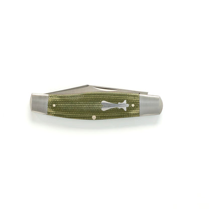 Jack Wolf Knives™ Single-Blade Stockman STOCK-01-GRN-CAN-MIC Green Canvas Micarta Sandvik 14C28N Stainless Steel Pocket Knife