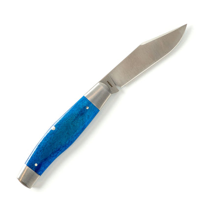 Jack Wolf Knives™ Single-Blade Stockman STOCK-01-SMT-BLU-BON Smooth Blue Bone Sandvik 14C28N Stainless Steel Pocket Knife