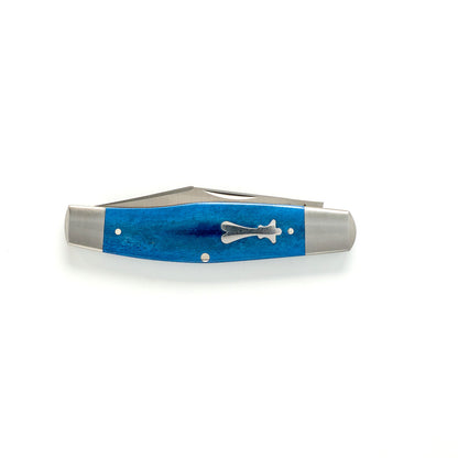Jack Wolf Knives™ Single-Blade Stockman STOCK-01-SMT-BLU-BON Smooth Blue Bone Sandvik 14C28N Stainless Steel Pocket Knife