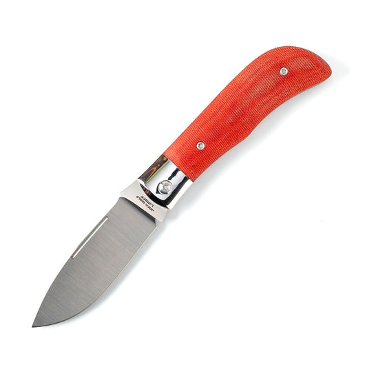 Jack Wolf Knives™ Timber Jack TIMBE-01-FIR-CAN-MIC Fire Canvas Micarta 154CM Stainless Steel Pocket Knife