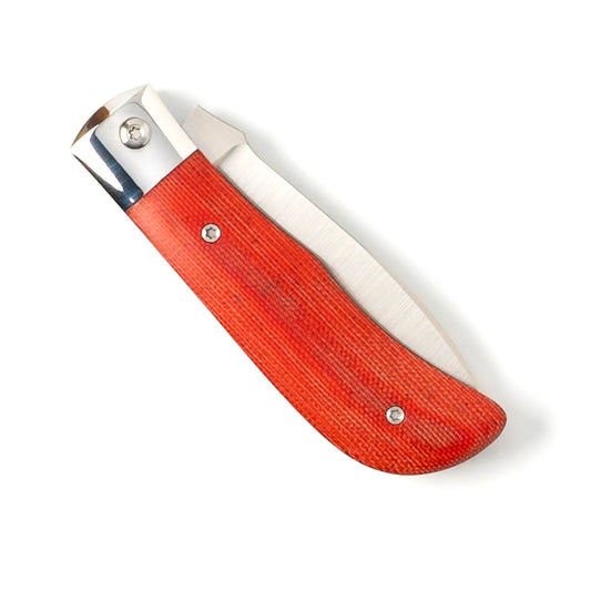Jack Wolf Knives™ Timber Jack TIMBE-01-FIR-CAN-MIC Fire Canvas Micarta 154CM Stainless Steel Pocket Knife