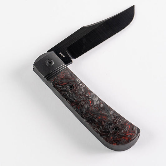 Jack Wolf Knives™ Benny's Clip BENNY-02-FC-DM-RED Red Dark Matter Fat Carbon Fiber S90V Stainless Steel Pocket Knife