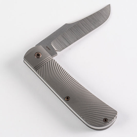 Jack Wolf Knives™ Benny's Clip BENNY-02-TI-STAR Dark Blasted 6AL4V Titanium S90V Stainless Steel Pocket Knife