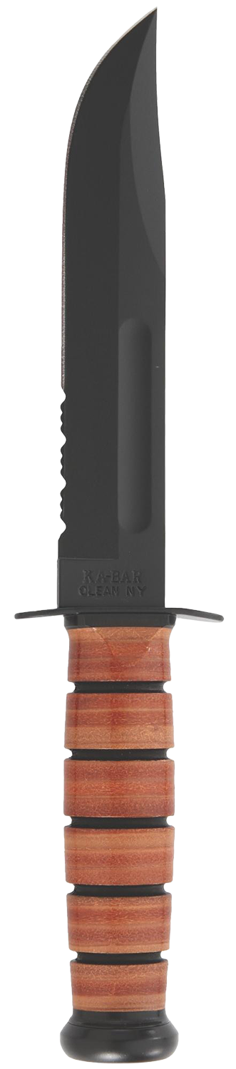 KA-BAR Knives™ Full-Size Fixed Blade 1219 Brown Leather 1095 Cro-Van Carbon Steel Knife