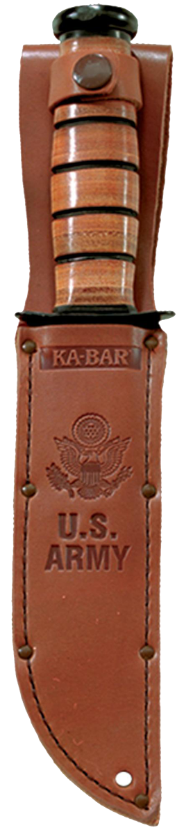 KA-BAR Knives™ Full-Size Fixed Blade 1220 Brown Leather 1095 Cro-Van Carbon Steel Knife