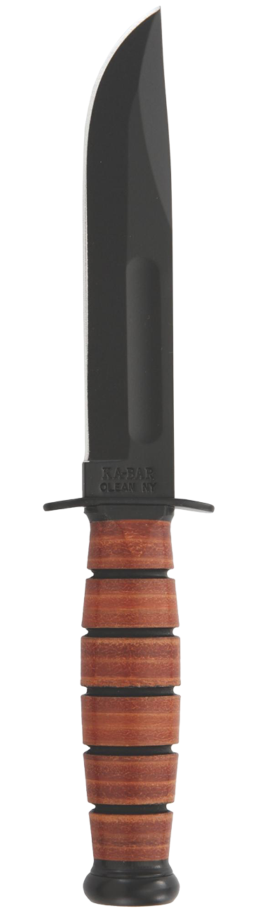 KA-BAR Short Utility Fixed Blade 1251 Single Mark Cro-Van Carbon Steel & Brown Leather