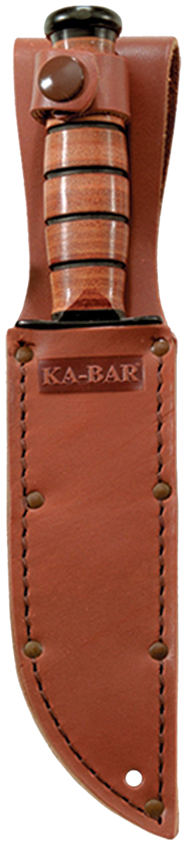 KA-BAR Short Utility Fixed Blade 1251 Single Mark Cro-Van Carbon Steel & Brown Leather