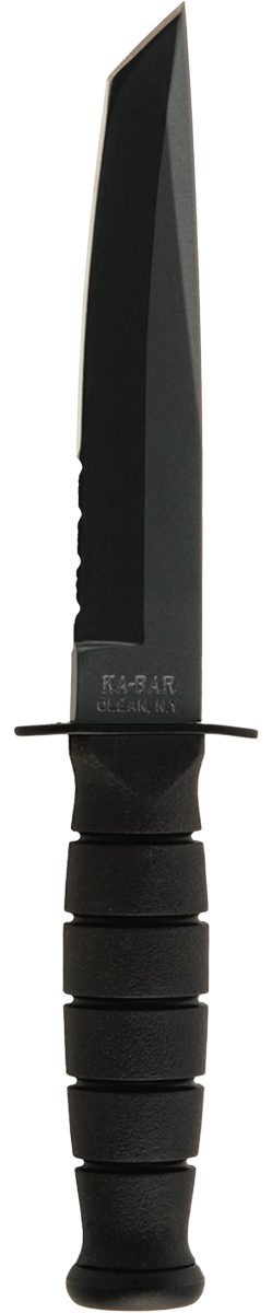KA-BAR Short Tanto Fixed Blade 1255 Black Serrated Cro-Van Carbon Steel & Black Kraton G