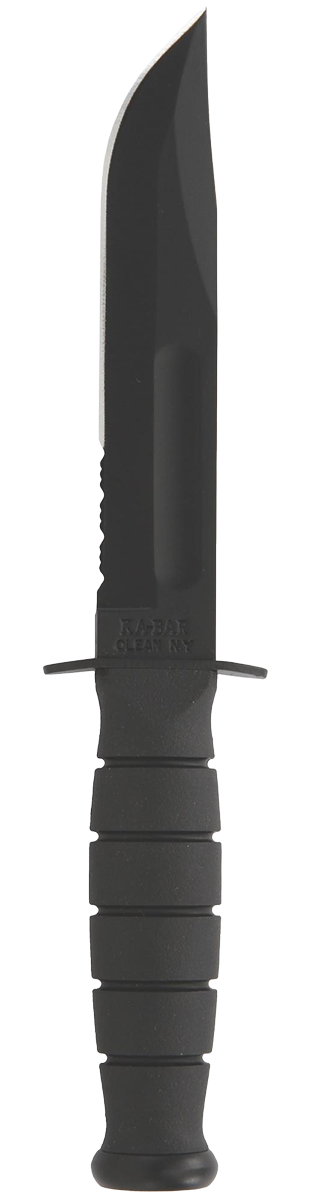 KA-BAR Short Fixed Blade 1257 Serrated Black Cro-Van Carbon Steel & Black Kraton G