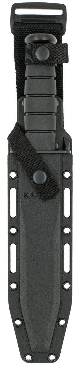 KA-BAR Fighter Fixed Blade 1271 Serrated Black Cro-Van Carbon Steel & Black Kraton MOLLE Sheath