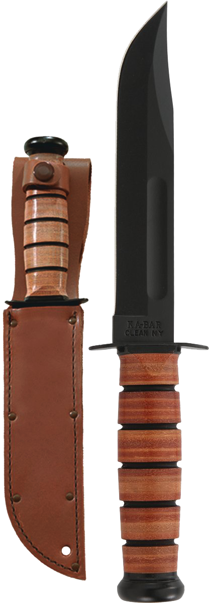 KA-BAR Single Mark Utility Fixed Blade 1320 Cro-Van Carbon Steel & Brown Leather