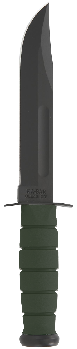 KA-BAR Full-Size Fixed Blade 5011 Black Cro-Van Carbon Steel & Foliage Green Kraton MOLLE Sheath