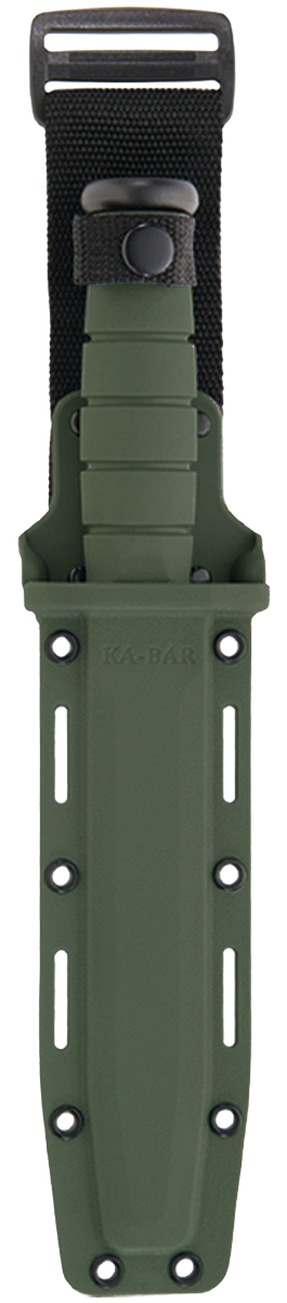 KA-BAR Full-Size Fixed Blade 5012 Serrated Cro-Van Carbon Steel & Foliage Green Kraton MOLLE Sheath