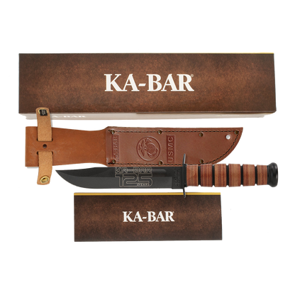 KA-BAR Full-Size U.S. Marines 9226 125th Anniversary Cro-Van Steel & Brown Leather