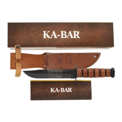 KA-BAR Full-Size U.S. Navy 9227 125th Anniversary Cro-Van Steel & Brown Leather