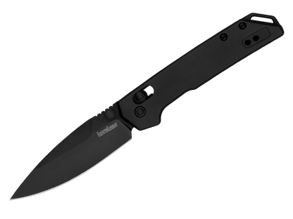 Kershaw Knives™ Mini Iridium Crossbar Lock 2051BLK Black Anodized 6061-T6 Aluminum D2 Semi-Stainless Steel Pocket Knife