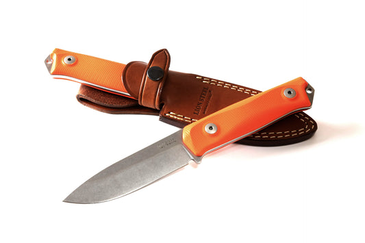 LionSteel Knives™ Bushcraft Fixed Blade B41 GOR Orange G10 Sleipner Semi-Stainless Steel Knife