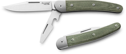 LionSteel Knives™ Jack JK2 CVG Green Canvas Micarta M390 Stainless Steel Pocket Knife