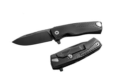 LionSteel Knives™ ROK Frame Lock ROK A BB Black Aluminum M390 Stainless Steel Pocket Knife