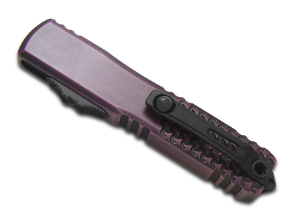 Microtech Knives, LLC™ Ultratech D/E OTF 11224HT-1PUAA Purple Abrasion 6161-T6 Aluminum M390MK Stainless Steel Pocket Knife