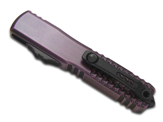 Microtech Knives, LLC™ Ultratech D/E OTF 11224HT-1PUAA Purple Abrasion 6161-T6 Aluminum M390MK Stainless Steel Pocket Knife