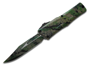 Microtech Knives, LLC™ Combat Troodon Gen 3 OTF 1146-1ODTA BKSPLS Black Splatter Camo 7075-T6 Aluminum M390MK Stainless Steel Pocket Knife