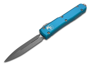 Microtech Knives, LLC™ Ultratech D/E OTF 122-10 APBL Blue Aluminum Bohler M390 Stainless Steel Pocket Knife