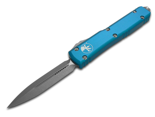 Microtech Knives, LLC™ Ultratech D/E OTF 122-10 APBL Blue Aluminum Bohler M390 Stainless Steel Pocket Knife
