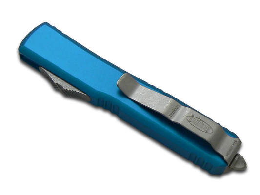 Microtech Knives, LLC™ Ultratech D/E OTF 122-10 APBL Blue Aluminum Bohler M390 Stainless Steel Pocket Knife