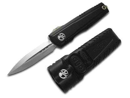 Microtech Knives, LLC™ Luminary D/E OTF & Surefire Flashlight Set 1270-10SET Black 7075-T6 Aluminum Bohler M390MK Stainless Steel Pocket