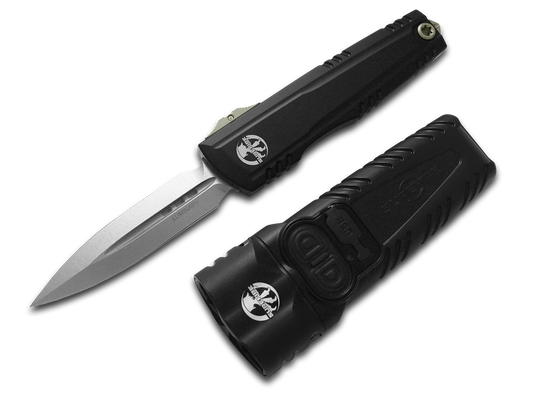 Microtech Knives, LLC™ Luminary D/E OTF & Surefire Flashlight Set 1270-10SET Black 7075-T6 Aluminum Bohler M390MK Stainless Steel Pocket
