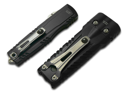 Microtech Knives, LLC™ Luminary D/E OTF & Surefire Flashlight Set 1270-10SET Black 7075-T6 Aluminum Bohler M390MK Stainless Steel Pocket
