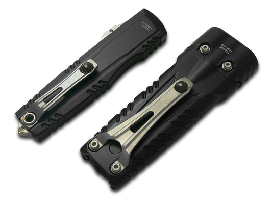 Microtech Knives, LLC™ Luminary D/E OTF & Surefire Flashlight Set 1270-10SET Black 7075-T6 Aluminum Bohler M390MK Stainless Steel Pocket