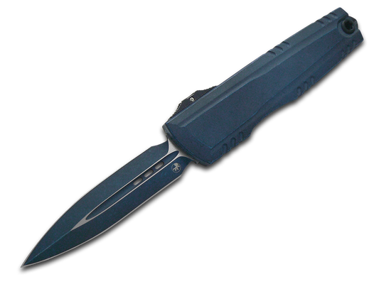Microtech Knives, LLC™ Luminary D/E OTF 1270-1WBLS Weathered Blue 7075-T6 Aluminum M390MK Stainless Steel Pocket Knife