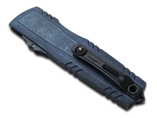 Microtech Knives, LLC™ Luminary D/E OTF 1270-1WBLS Weathered Blue 7075-T6 Aluminum M390MK Stainless Steel Pocket Knife