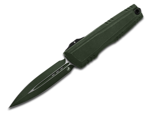 Microtech Knives, LLC™ Luminary ZBP D/E OTF 1270-1WGGS Weathered Grenade Green 7075-T6 Aluminum M390MK Stainless Steel Pocket Knife