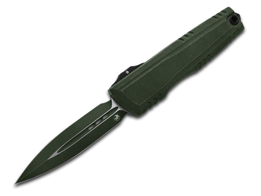 Microtech Knives, LLC™ Luminary ZBP D/E OTF 1270-1WGGS Weathered Grenade Green 7075-T6 Aluminum M390MK Stainless Steel Pocket Knife