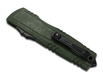 Microtech Knives, LLC™ Luminary ZBP D/E OTF 1270-1WGGS Weathered Grenade Green 7075-T6 Aluminum M390MK Stainless Steel Pocket Knife